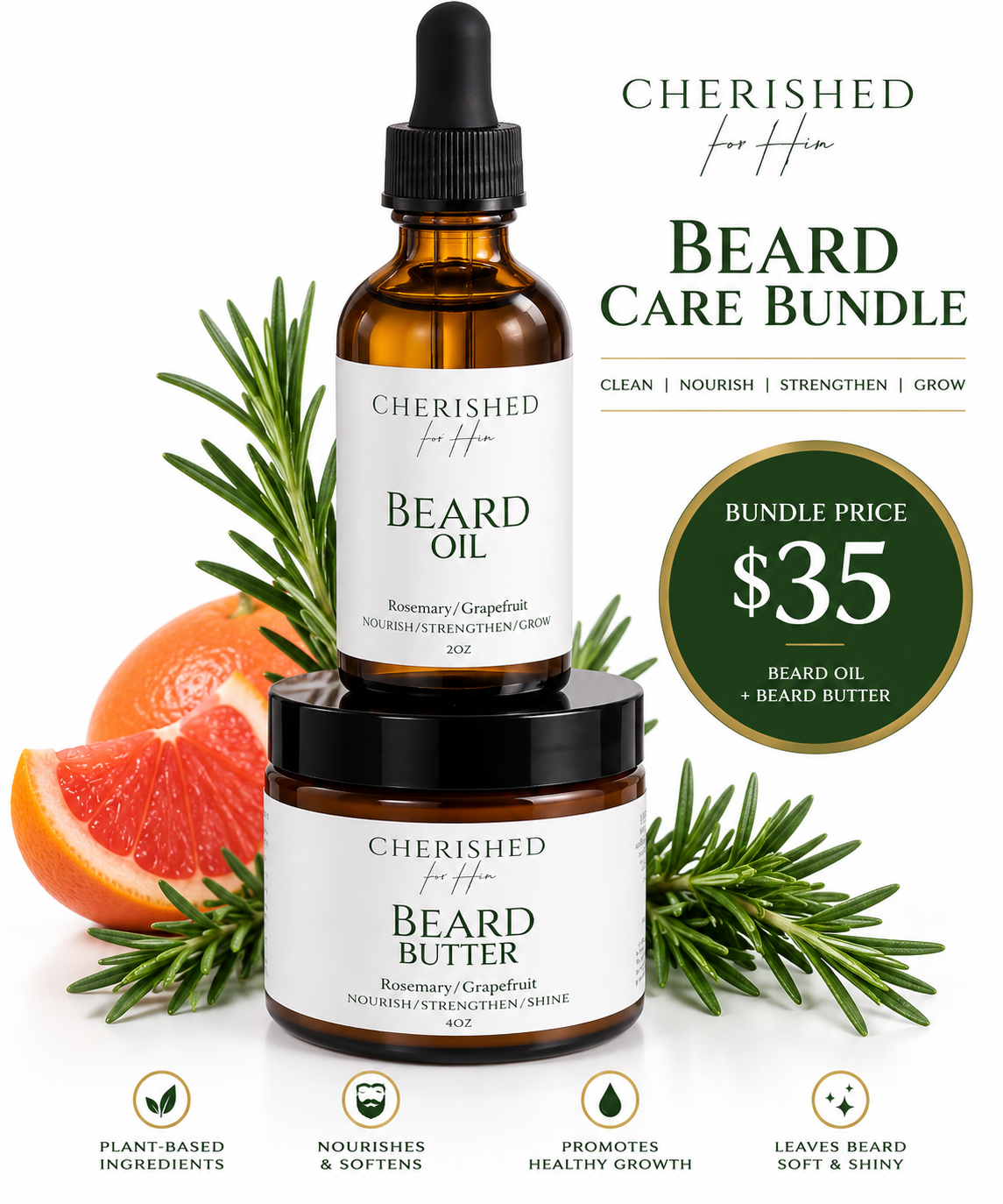 Cherished Beard Care Bundle with Beard Oil and Beard Butter