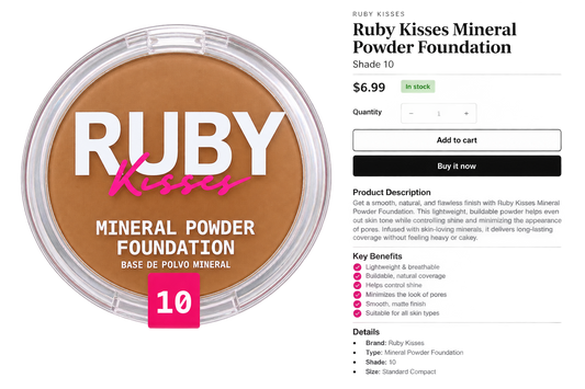 Ruby Kisses Mineral Powder Foundation Shade 10